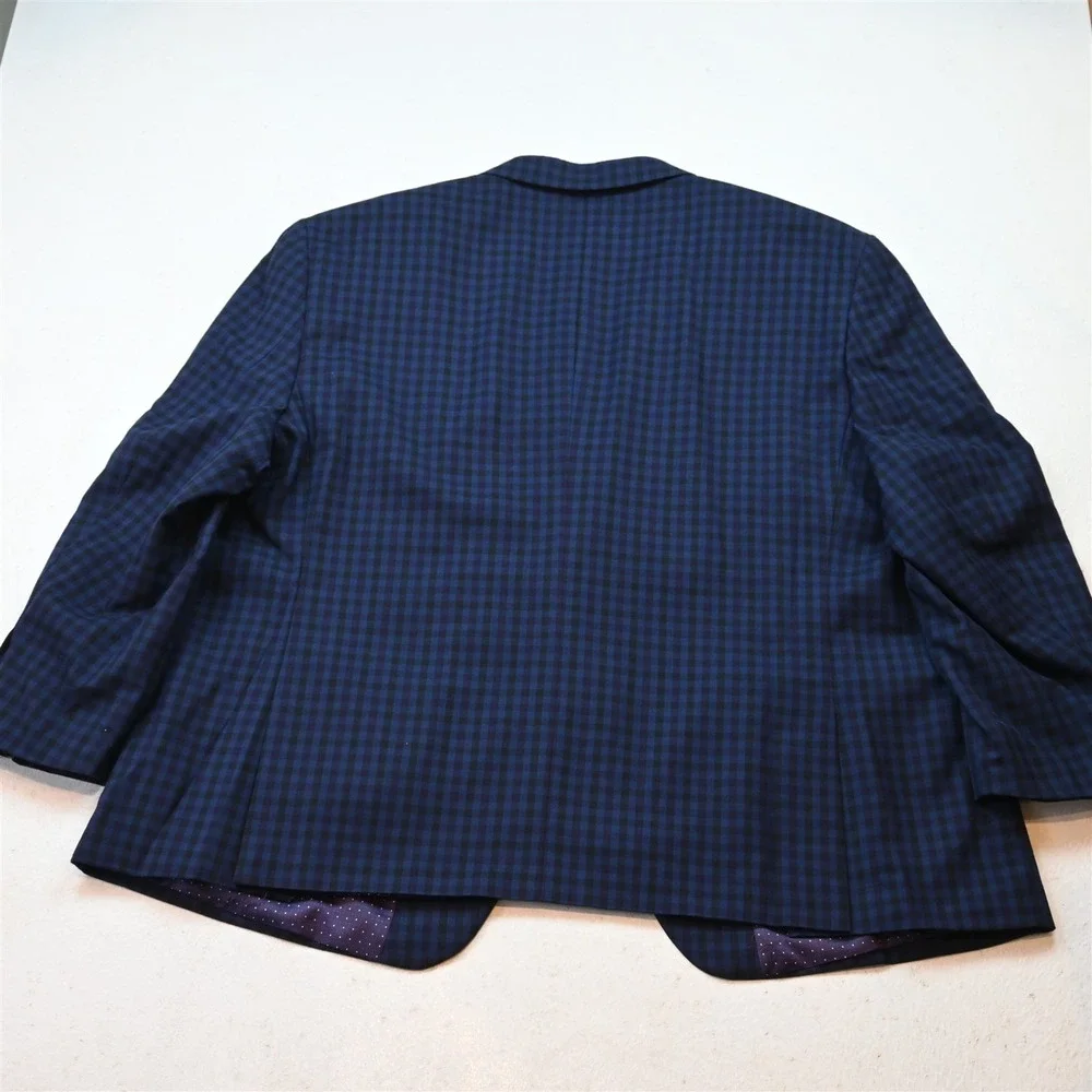 Oak Hill‎ 54R Blue Black Purple Check Mens Blazer Suit Jacket Sport Coat